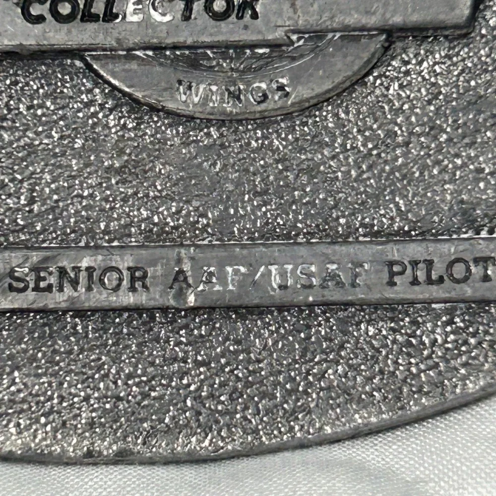 Vintage 1983 Buckle Connection Senior AAF USAF Pilot Wings Belt Buckle Silver